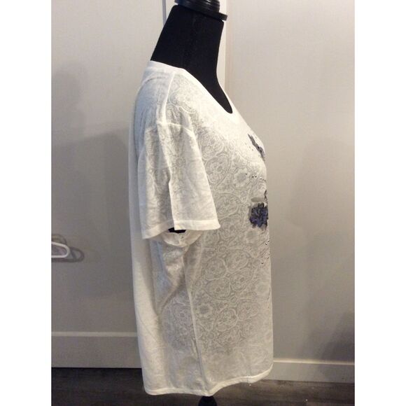 Wrangler Rock 47 XXL Cross Rhinestone Tee Lace Print Western Cowgirl Bikercore - Picture 2 of 6